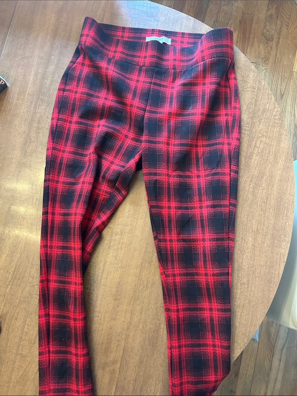 Loft Medium Petite Red and Black Plaid Pants